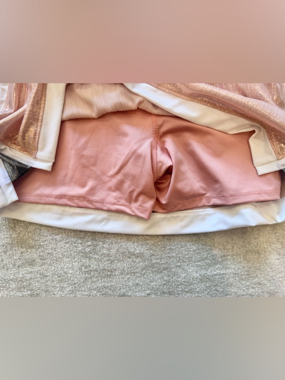 Never worn! Lucky In Love High Waist Boxer Tennis Skort Pink Metallic Size S - Picture 6 of 6